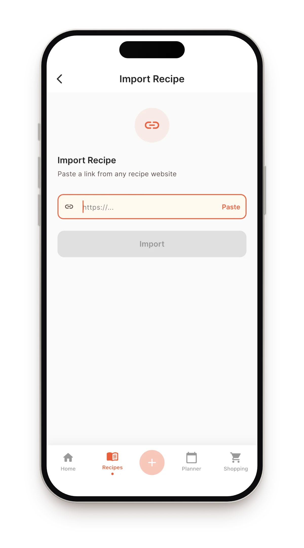 Import a recipe by pasting a link from TikTok, Instagram, YouTube or any website